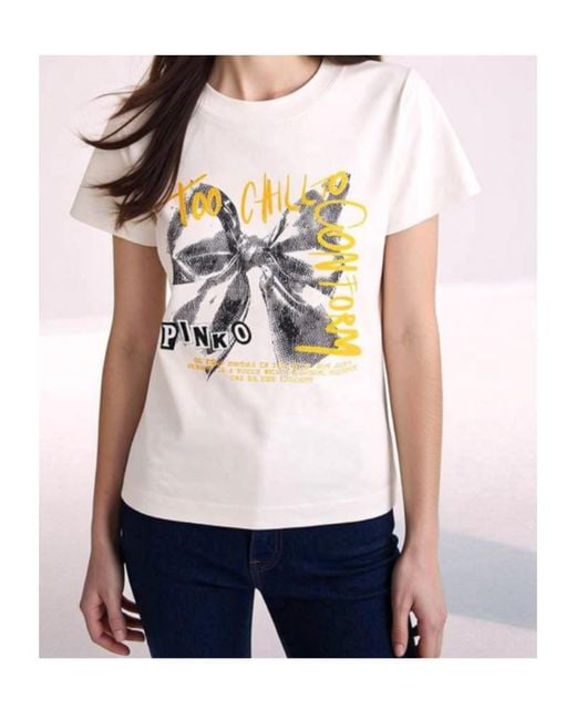 Pinko White Graphic-Print T-Shirt