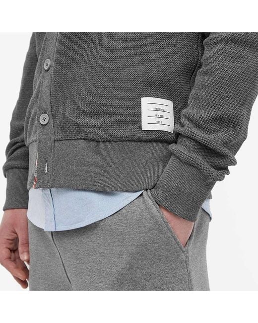 Thom Browne Gray Striped V-Neck Cardigan for men