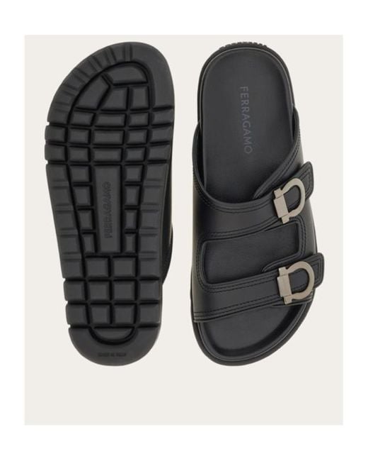 Ferragamo Black Ferragamo Double-Strap Sandals for men