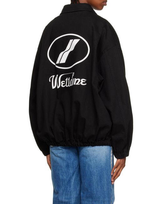 we11done Black Logo Printed Zipped Jacket for men