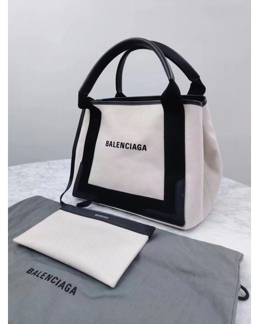 Balenciaga Black Small Cabas Logo Tote Bag