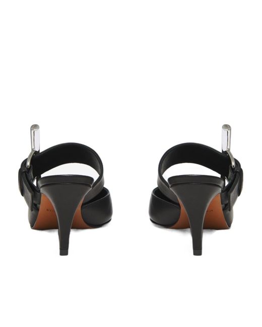 McQueen Black Birdee Cross-Bar Buckle Pointed-Toe Mules