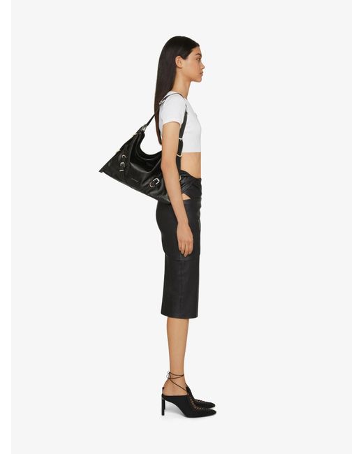Givenchy Black Voyou Logo Detailed Medium Shoulder Bag