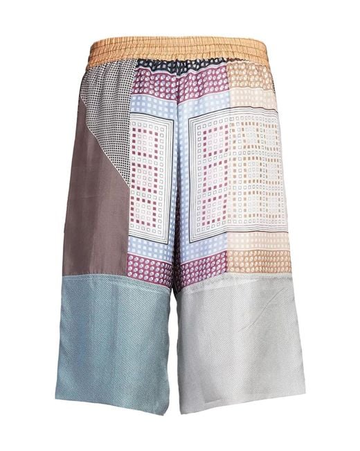 MARINE SERRE Gray Scarves Drawstring Shorts