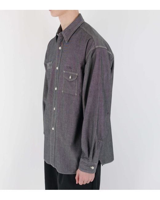 Nanamica Gray Long-Sleeved Denim Shirt for men