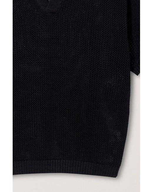 DUNST Black Short-Sleeved Knit Polo Shirt for men