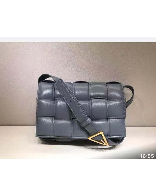 Bottega Veneta Gray Intrecciato-Design Crossbody Bag