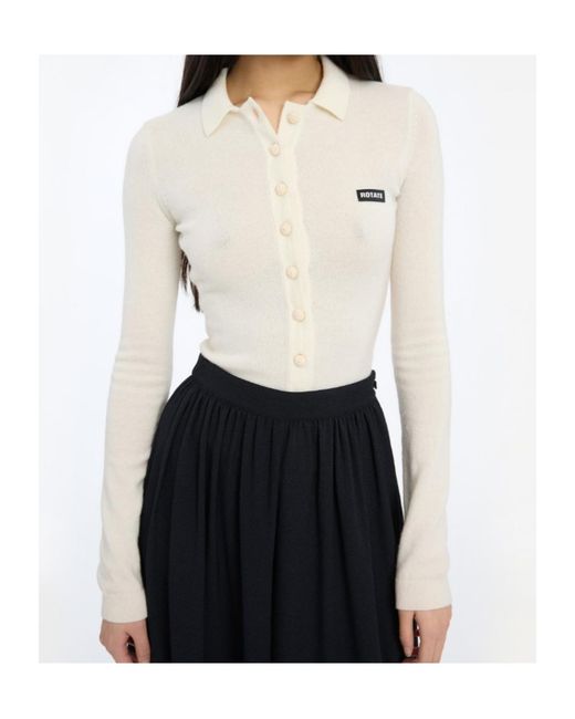 ROTATE BIRGER CHRISTENSEN White Knitted Polo Top