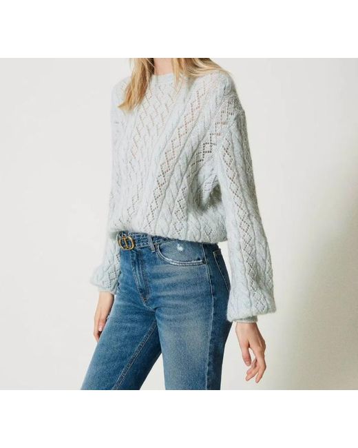Twinset Blue Cable-Knit Jumper