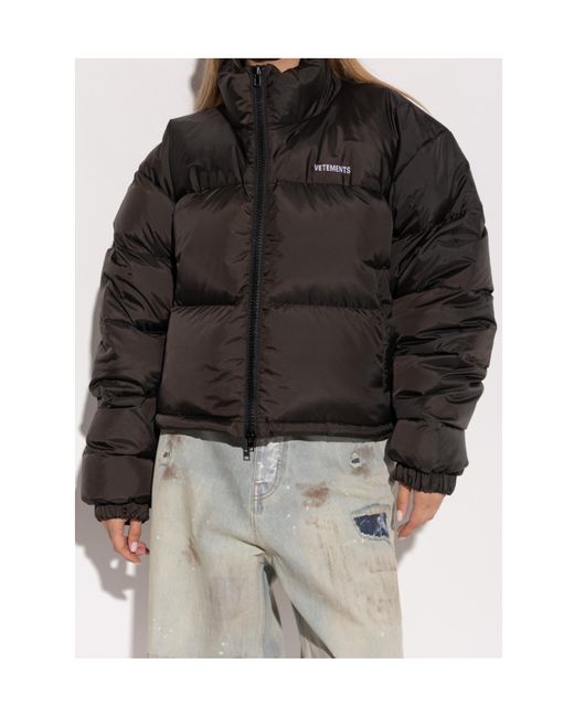 Vetements Black Long Sleeve Down Jacket for men