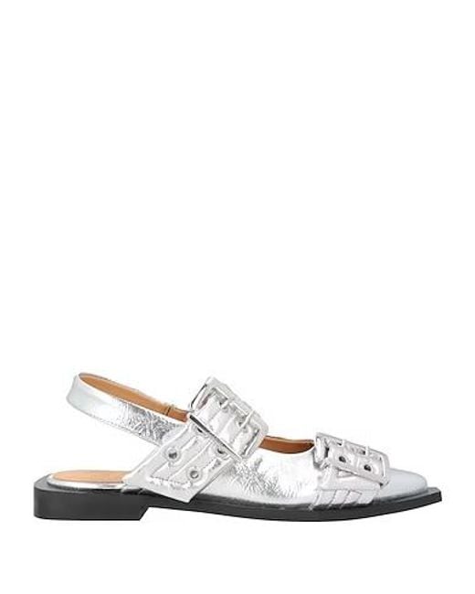 Ganni White Pointed-Toe Mary Jane Shoes
