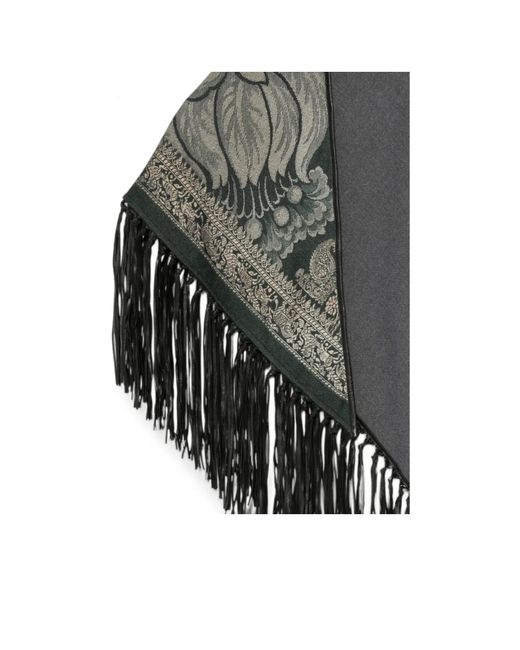 Pierre Louis Mascia Gray Pancake Fringed Floral-Print Shawl