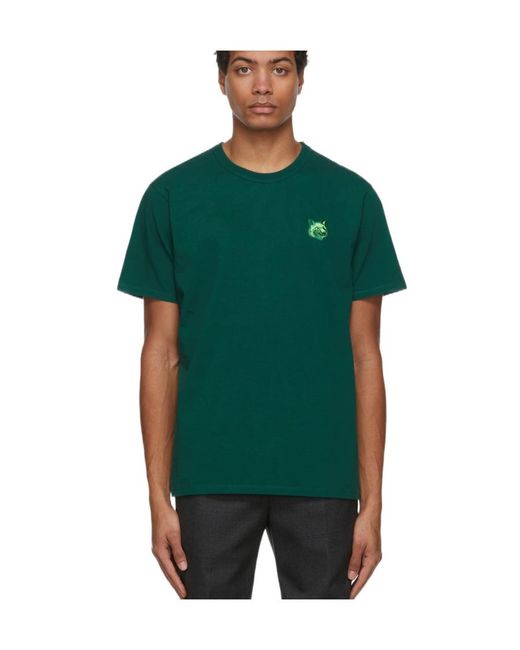 Maison Kitsuné Green Fox Hear-Patch Cotton T-Shirt for men
