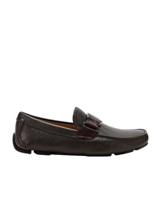 Ferragamo Black Chocolate Logo Buckle Business Casual Shoes for men