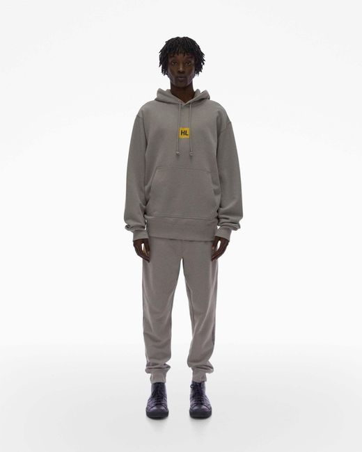 Helmut Lang Gray Drawstring Graphic-Print Hoodie for men