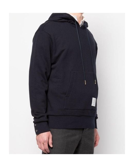 Thom Browne Blue Striped Drawstring Hoodie for men