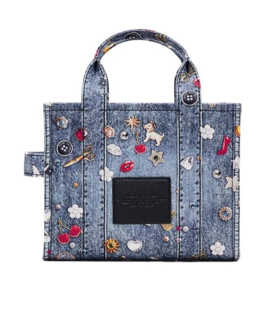 Marc Jacobs Blue The Trompe L'Oeil Trinket Canvas Small Tote Bag