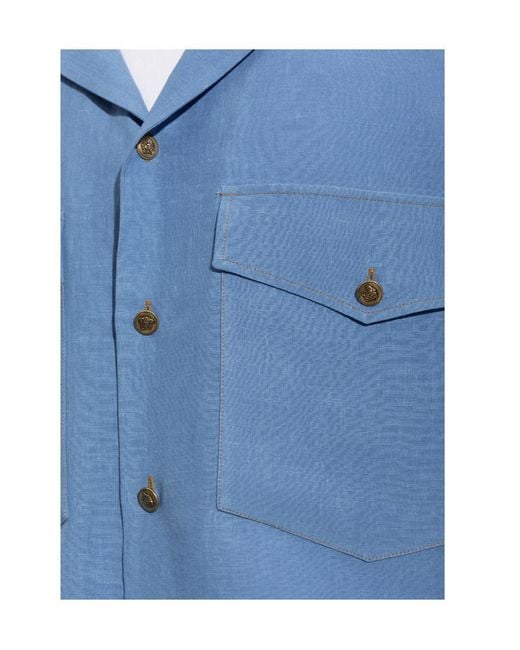 Versace Blue Linen Shirt for men