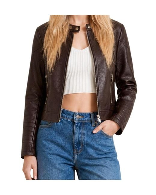 Guess Brown Zip-Up Panelled Jacket