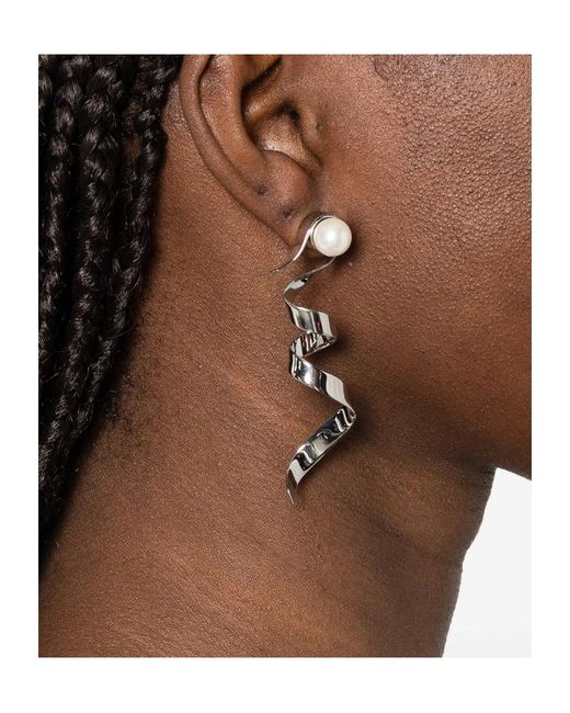 Dries Van Noten White Diamond-Encrusted Earrings