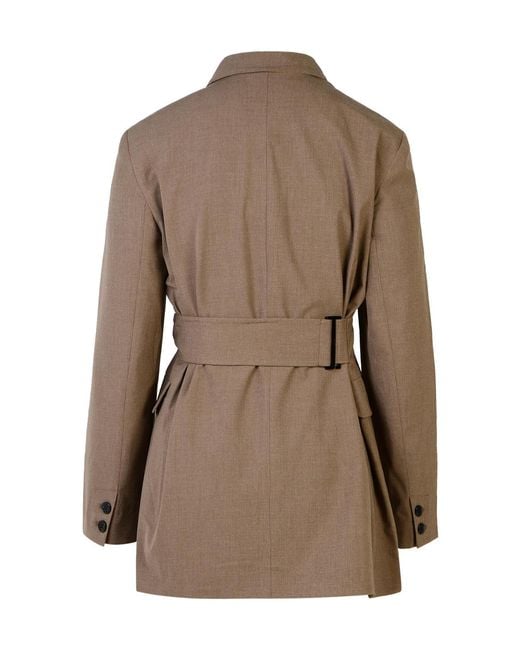 Ganni Brown V-Neck Wrap Blazer