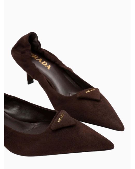 Prada Brown Suede Pointed-Toe Pumps
