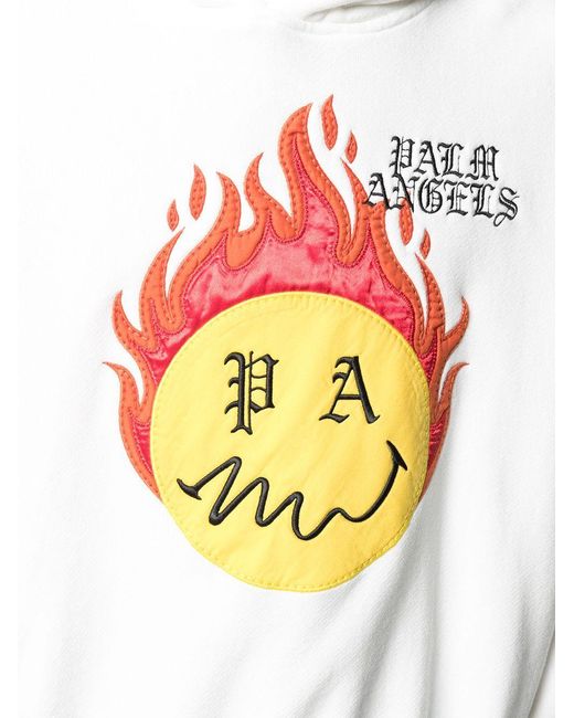 Palm Angels White Burning Head Hoodie for men
