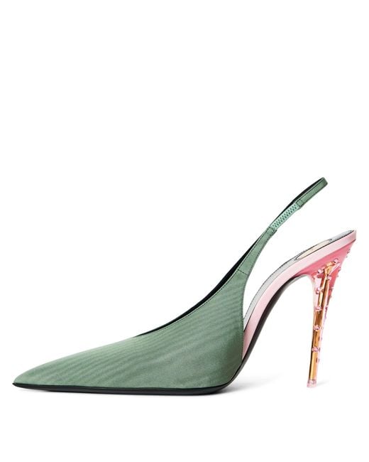 Saint Laurent Green Mesh Pointedtoe Slingback