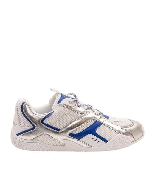 Versace Blue Mesh Lace-Up Sneakers for men