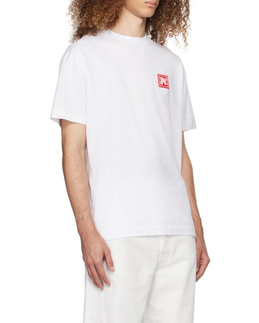 Palm Angels White Ski Club Logo Patch Crewneck T-Shirt for men
