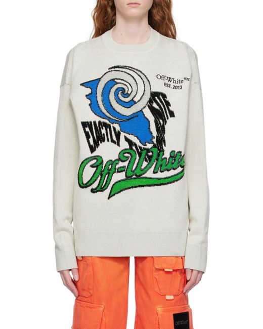 Off-White c/o Virgil Abloh Gray Intarsia-Logo Jumper