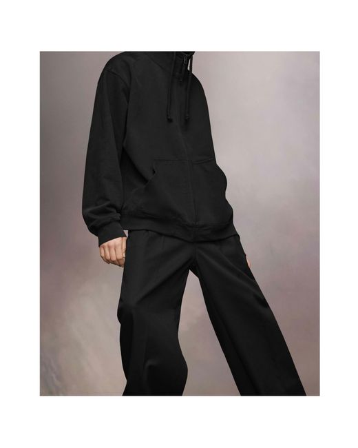 Maison Margiela Black Logo Embroidered Zip-Up Hoodie for men
