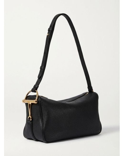 Gucci Black Half Horsebit Medium Shoulder Bag