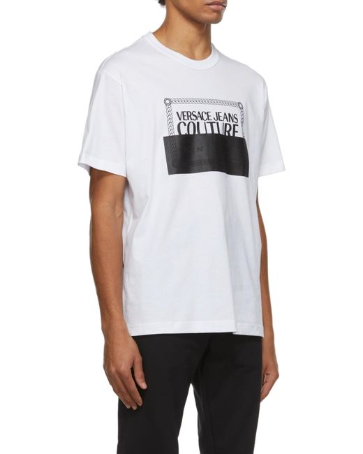 Versace Jeans White Logo-Print Short-Sleeve T-Shirt for men