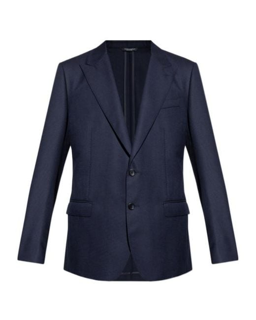 Dolce & Gabbana Blue Two-Button Wool Blazer for men