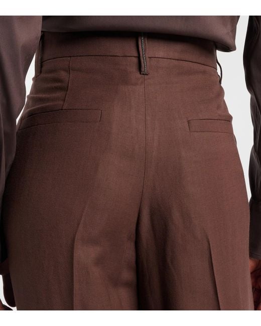 Brunello Cucinelli Brown Wide-Leg Pants