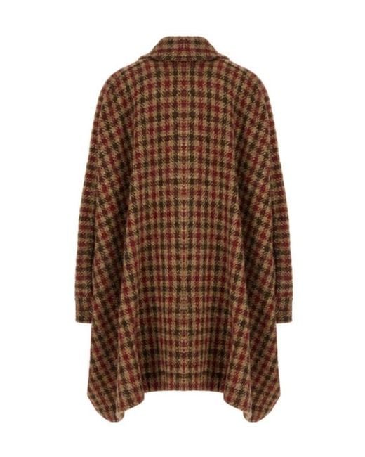 Uma Wang Brown Checked Cape