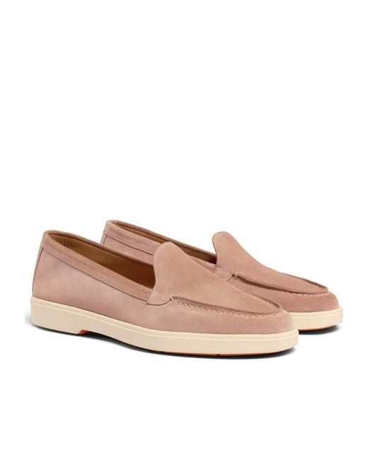 Santoni Brown Logo Moulded Loafers