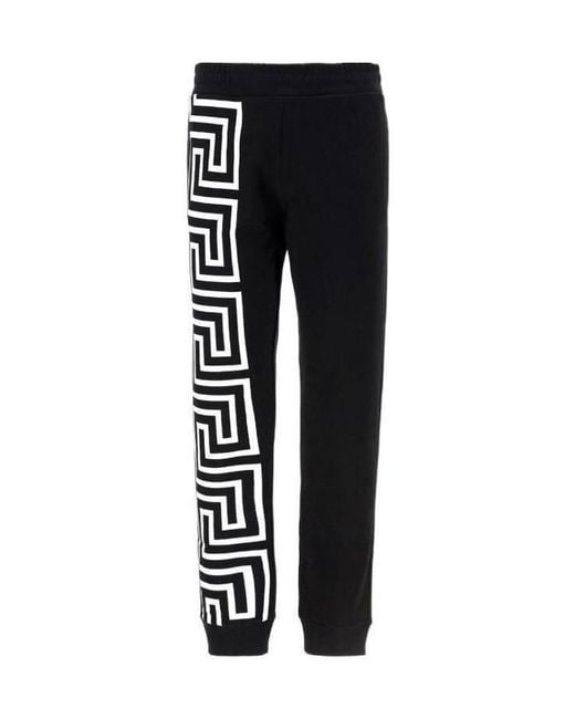 Versace Black Greca Motif Printed Sweatpants for men