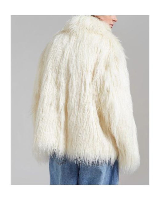 Frankie Shop White Liza Short Faux Fur Coat