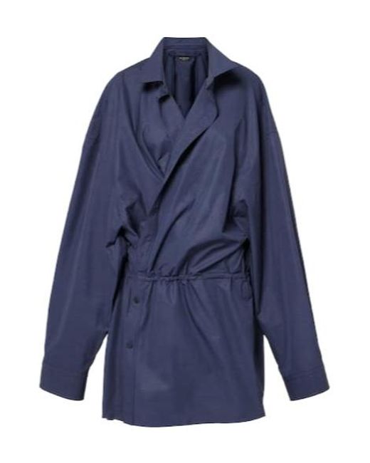 Balenciaga Blue Cotton Poplin Shirt Dress