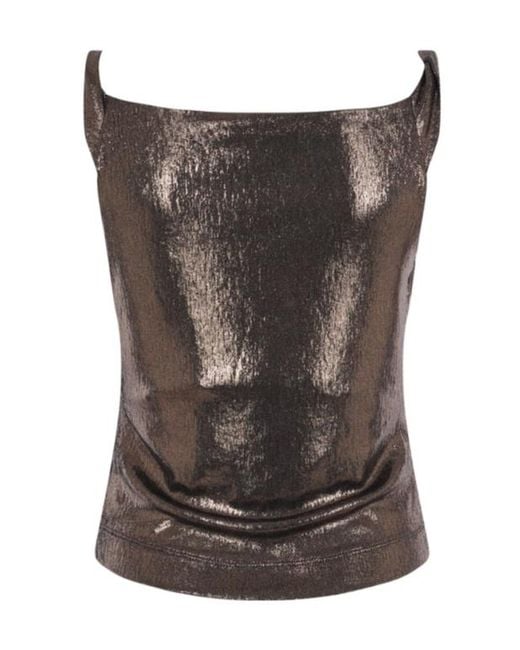 Vivienne Westwood Brown Draped Metallic-Effect Top