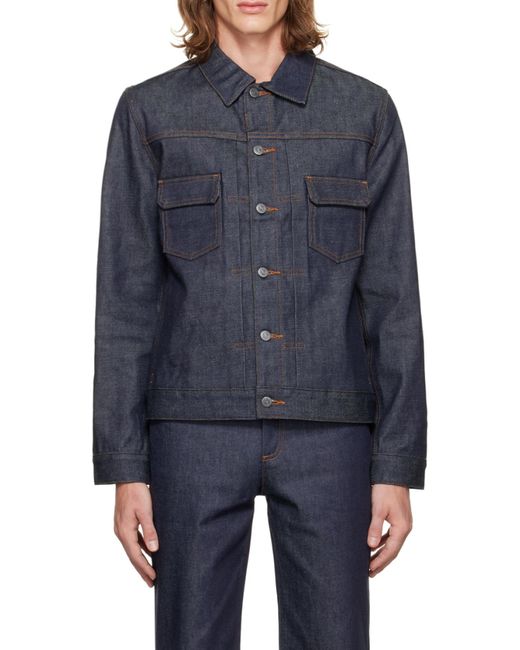 A.P.C. Blue Buttoned Denim Jacket for men