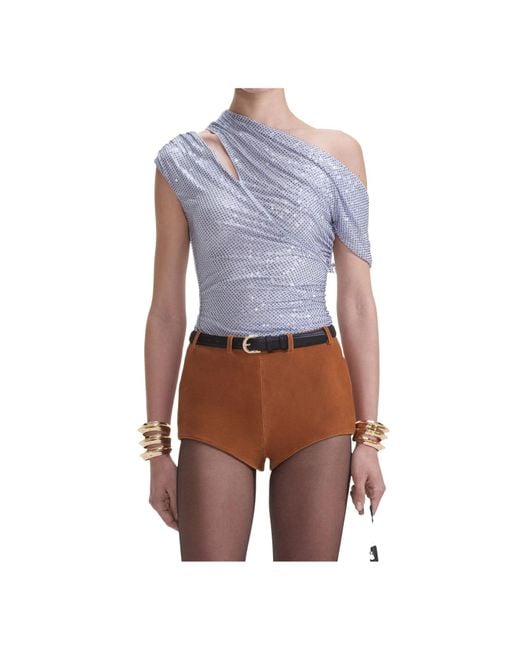 Self-Portrait Blue Embellished Top