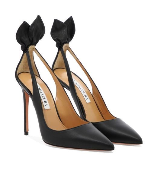 Aquazzura Black Pointed Toe Bow Tie Pumps