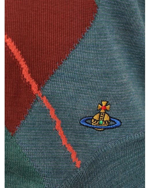 Vivienne Westwood Blue Argyle Short-Sleeve Sweater