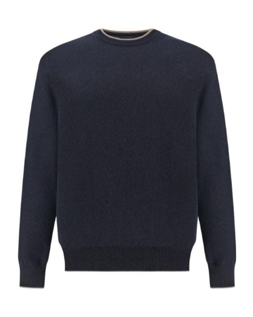 Paul & Shark Blue Contrast Trim Knitted Sweater for men