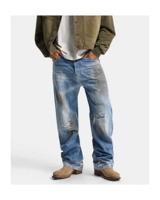 DSquared² Blue Light Dirty Wash Loose Twist Jeans for men