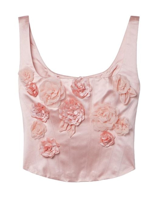 LoveShackFancy Pink Lorelai Cropped Bustier Top