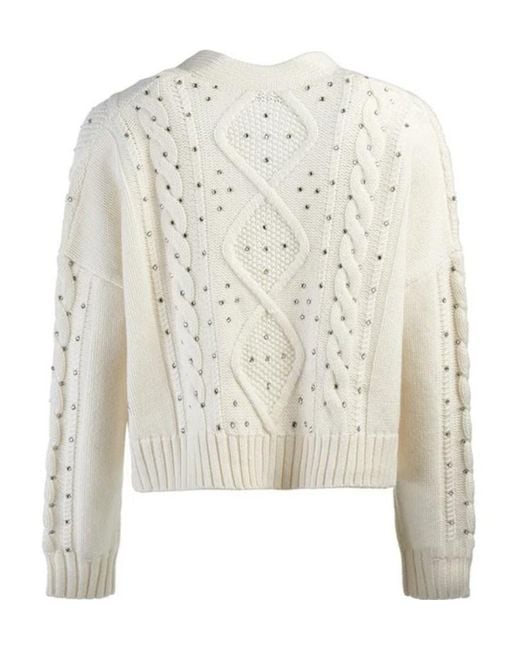 Max Mara White V-Neck Long-Sleeved Sweater
